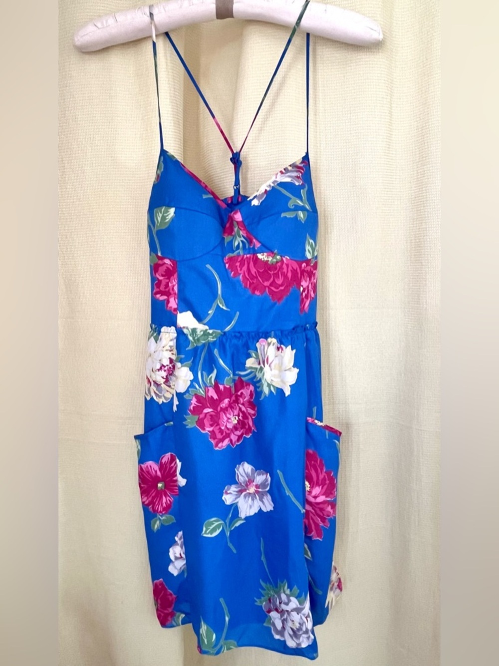 American Eagle Outfitters Blue Floral Midi Sundress w Pockets - Sz Med
